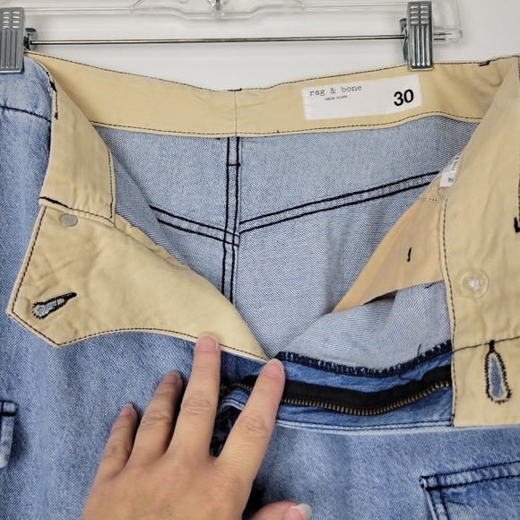 NWT Rag & Bone Nora High Rise Wide Leg Cargo Jean in Lakeside Size 30 - Picture 10 of 12